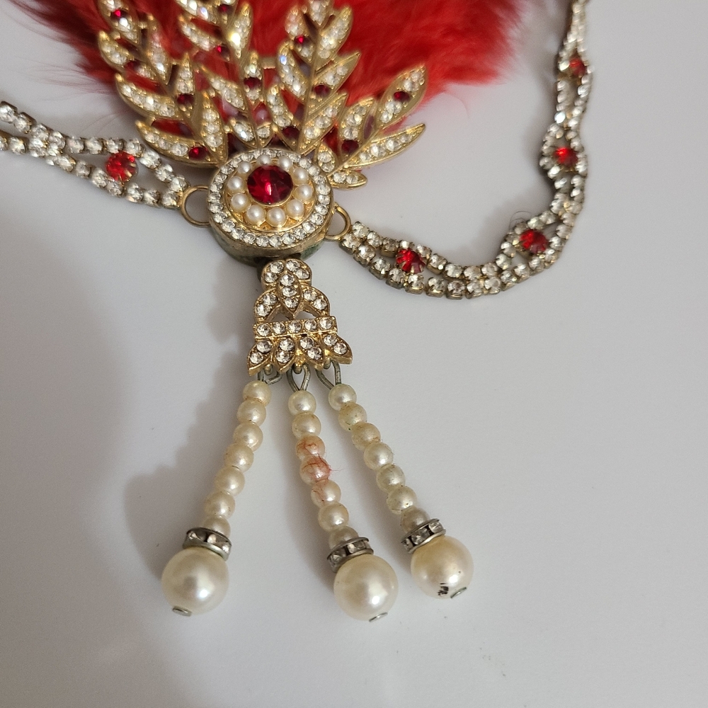Headband Flapper Girl Rhinestones Quality Costume Party Halloween Feathers Pearl - Picture 2 of 11